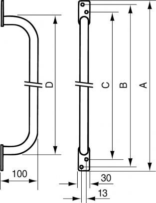 Handicare kozijnbeugel 600MM Staal wit LI2619.0601-02